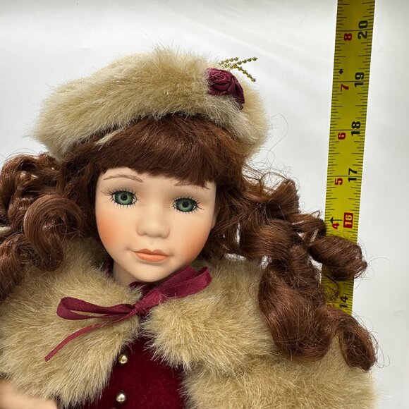 Vtg Telco Motionette Victorian Porcelain Doll 19" Christmas Animated EUC Video - Picture 3 of 13